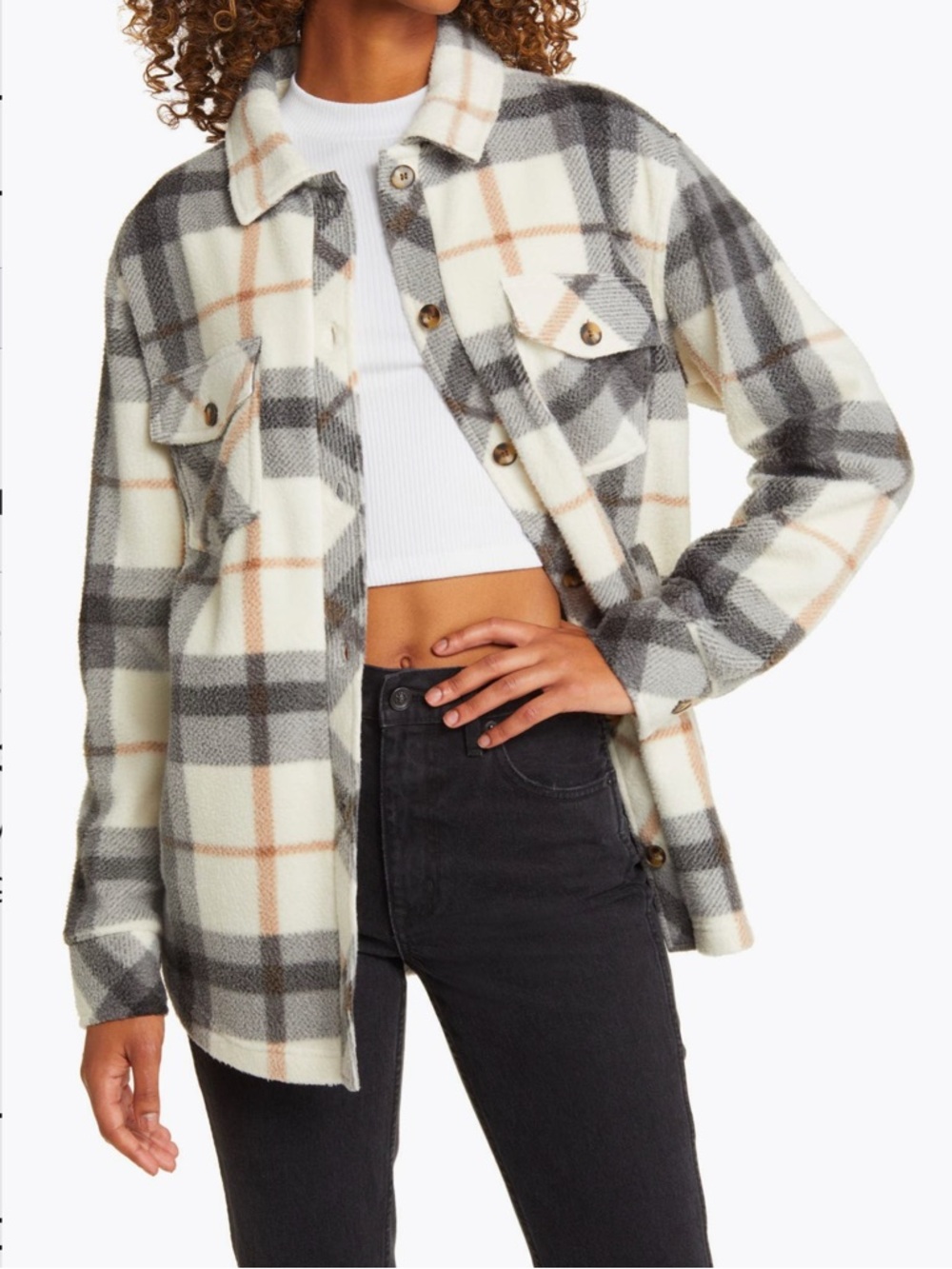 Thread & Supply
Plaid Polar Fleece Shacket